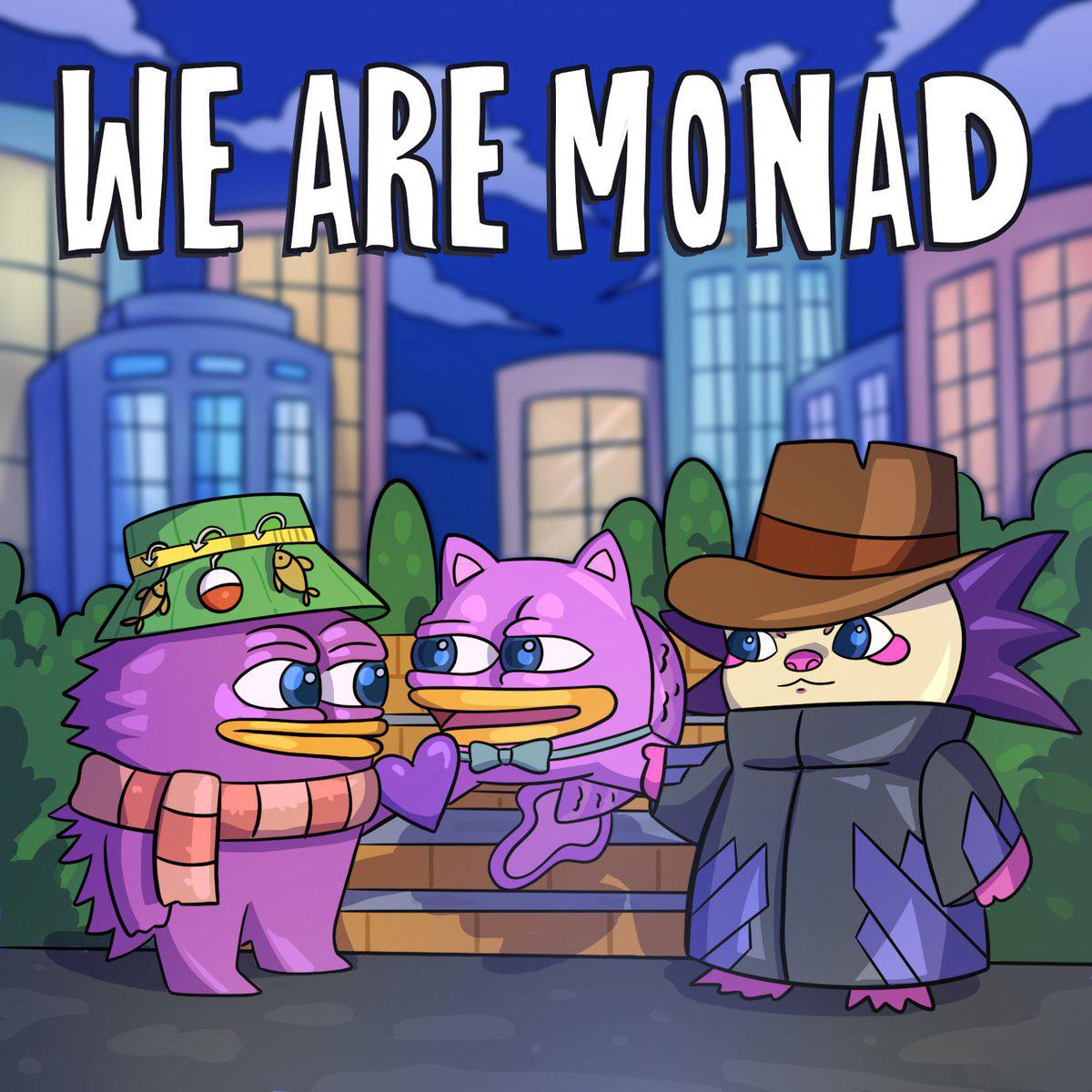 We are Monad — Mouch, Chog and a hatted hedgehog on the boulevard
